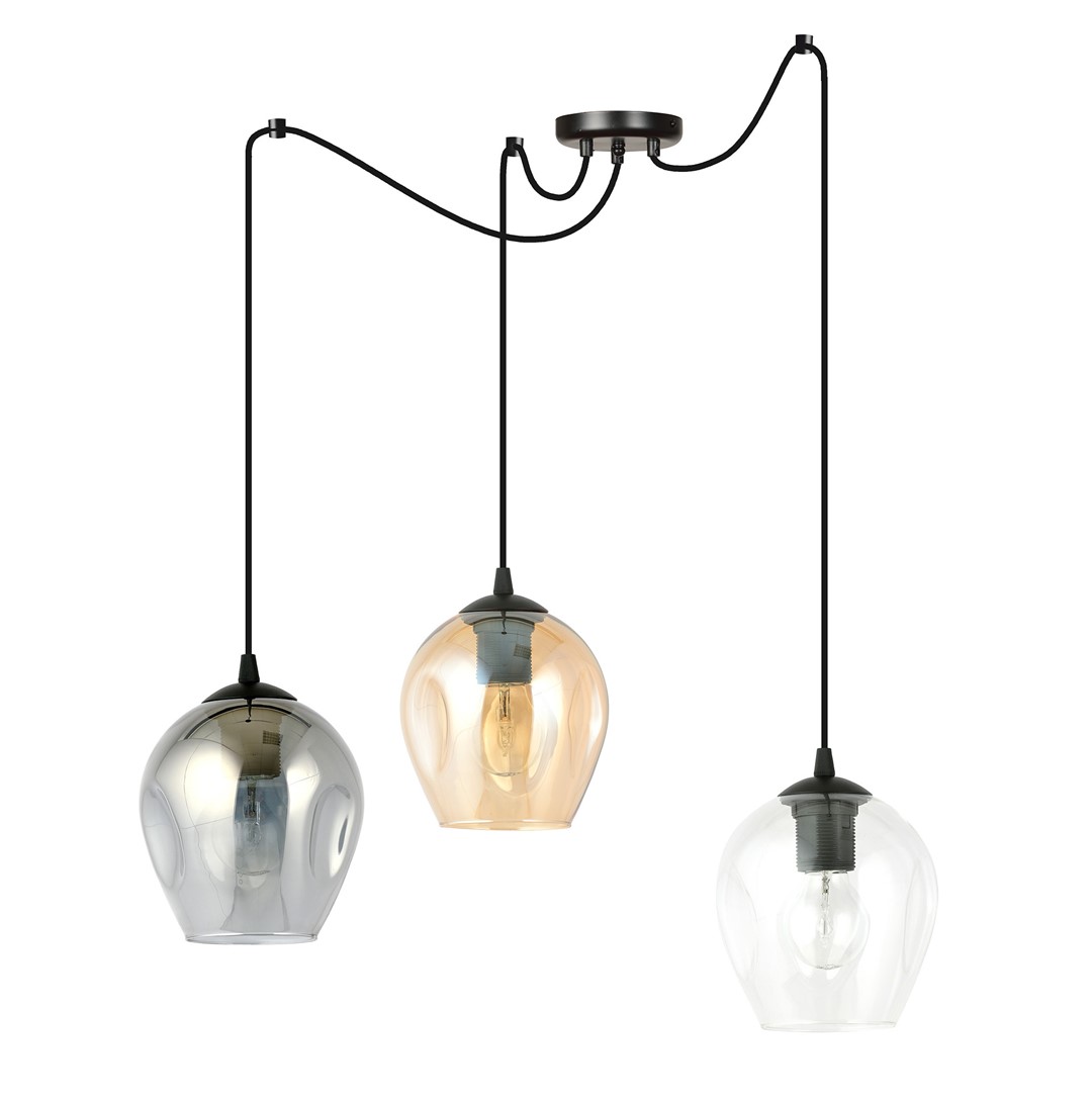 Level 40cm Multicolore suspension De Emibig Lighting - Les abat-jour en verre conf&egrave;rent &agrave; la lampe l&eacute;g&egrave;ret&eacute; et &eacute;l&eacute;gance, et son design g&eacute;n&eacute;reux est original dans sa simplicit&eacute;.