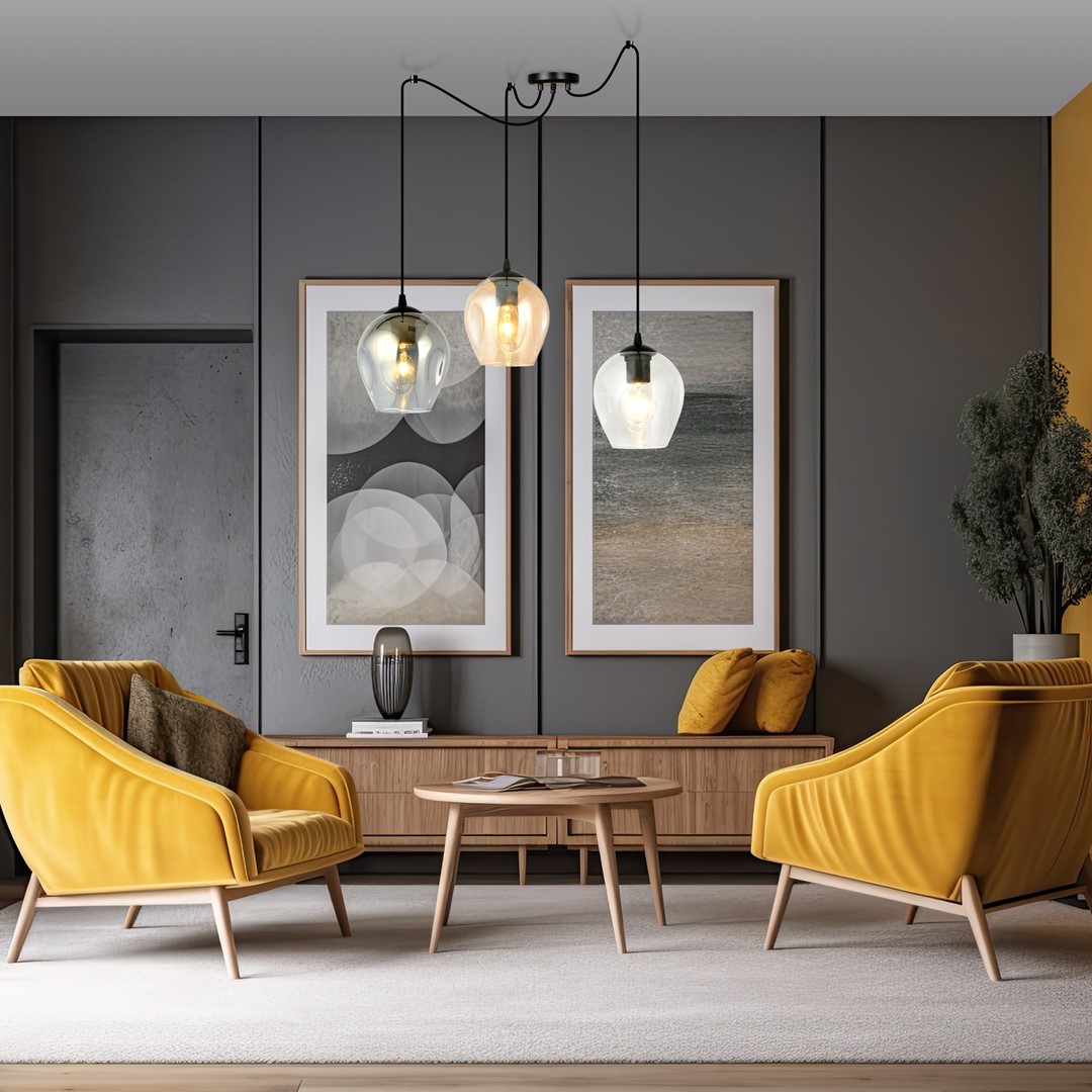 Level 40cm Multicolore suspension De Emibig Lighting - Les abat-jour en verre conf&egrave;rent &agrave; la lampe l&eacute;g&egrave;ret&eacute; et &eacute;l&eacute;gance, et son design g&eacute;n&eacute;reux est original dans sa simplicit&eacute;.