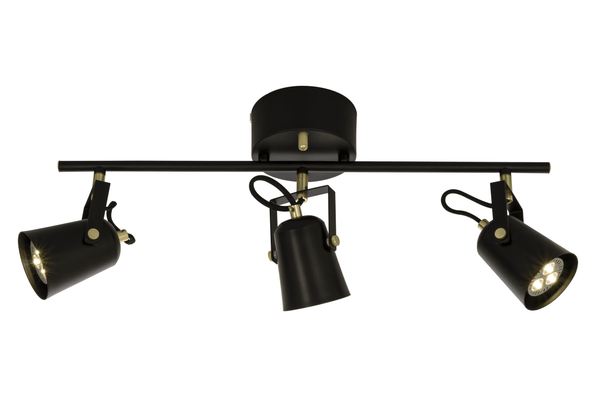 Metz 3 Noir spot De Aneta Lighting - Spot de plafond Metz en métal.