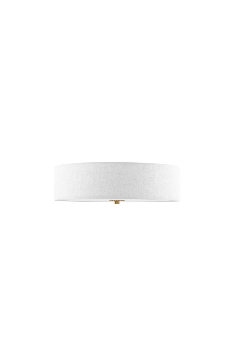 Noah Ø35 Blanc plafonnier De Globen Lighting - Un diffuseur assorti en lin blanc, placé à sa base, adoucit la lumière et crée un effet agréable et diffus.