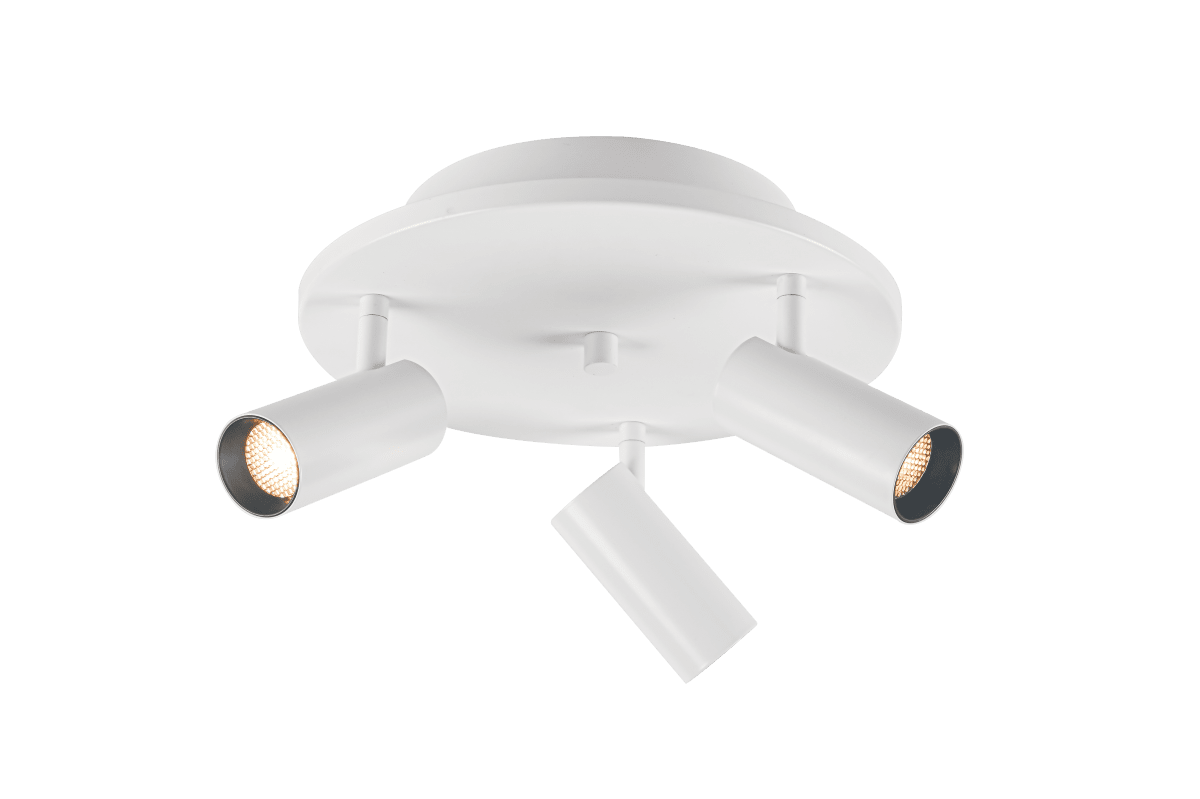 Concord 3 Blanc spot De Aneta Lighting - Concord est un spot de plafond &eacute;l&eacute;gant et pratique, anti-&eacute;blouissant, en m&eacute;tal laqu&eacute; mat, qui s'int&egrave;gre parfaitement dans la plupart des maisons.