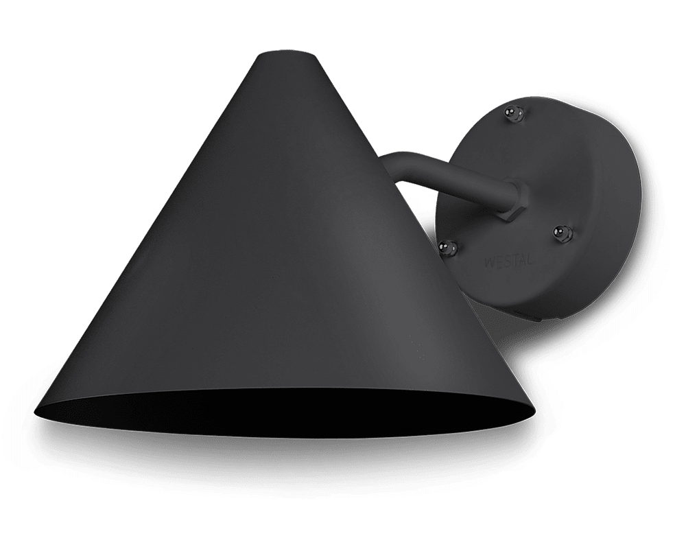 Tratt LED Noir lampe d’extérieur De Westal - Disponible dans divers mat&eacute;riaux robustes adapt&eacute;s au climat nordique, elle convient &agrave; une utilisation int&eacute;rieure et ext&eacute;rieure, aussi bien dans les espaces publics que priv&eacute;s.