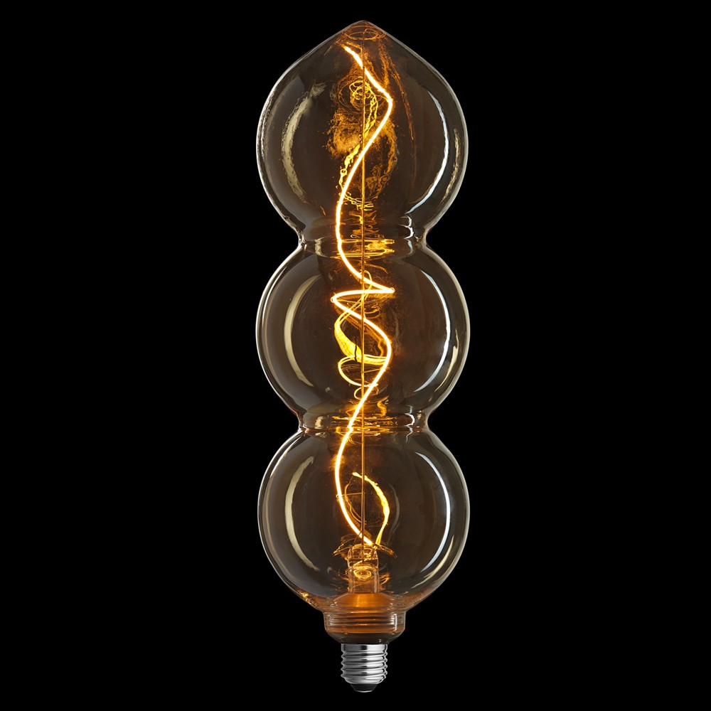 E27 4W 1800K Dimmable 3 niveaux Orange De Unison - La source lumineuse TRIPLE dor&eacute;e E27 avec effet 4 W et lumi&egrave;re chaude et douce &agrave; 1800 K offre &agrave; la fois un design unique et un &eacute;clairage d'ambiance.