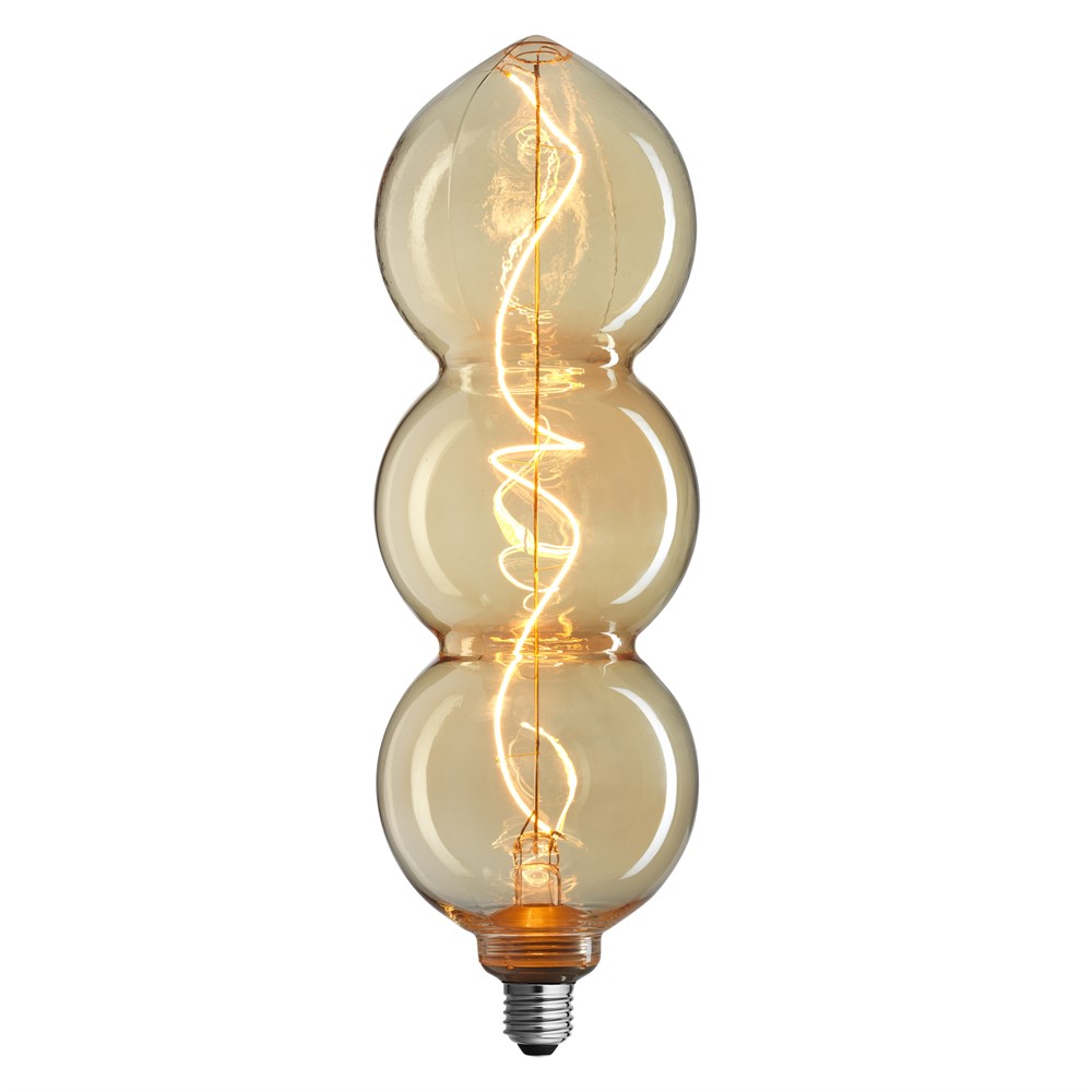 E27 4W 1800K Dimmable 3 niveaux Orange De Unison - La source lumineuse TRIPLE dor&eacute;e E27 avec effet 4 W et lumi&egrave;re chaude et douce &agrave; 1800 K offre &agrave; la fois un design unique et un &eacute;clairage d'ambiance.