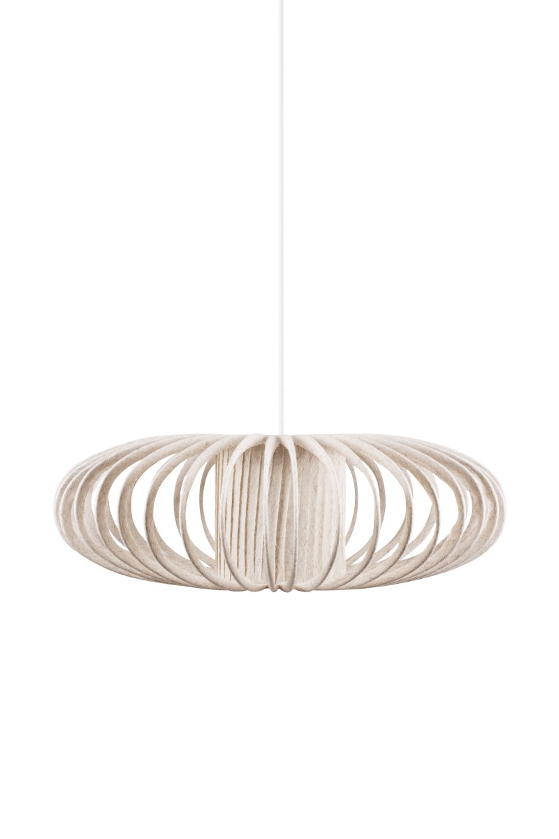 Selma Abat-Jour S/Suspension Ø60 Beige suspension De Globen Lighting - L'abat-jour Selma est fabriqu&eacute; &agrave; la main et se compose d'une structure en m&eacute;tal laqu&eacute; blanc recouverte de lin.