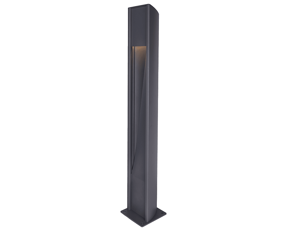 Trius 100cm Anthracite bornes De Westal - En accessoires, il existe des marqueurs pour l'encastrement dans le béton ainsi qu'un adaptateur de fondation pour l'installation dans des fondations de 108 mm.
