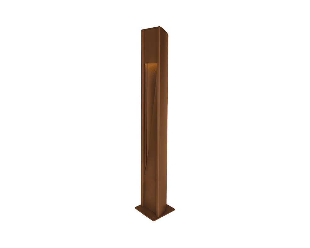 Trius 100cm Brun rouille bornes De Westal - En accessoires, il existe des marqueurs pour l'encastrement dans le béton ainsi qu'un adaptateur de fondation pour l'installation dans des fondations de 108 mm.