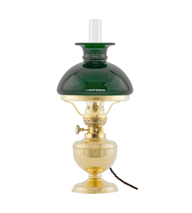 Aspö Elec 155 Laiton De Karlskrona lampfabrik - Une petite lampe &agrave; p&eacute;trole classique mont&eacute;e &eacute;lectriquement avec un bo&icirc;tier &agrave; huile en laiton, particuli&egrave;rement adapt&eacute;e aux environnements marins.