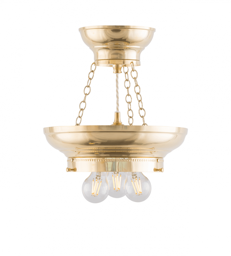 Fröding Pendant 200 Laiton De Karlskrona lampfabrik - La lampe est &eacute;quip&eacute;e de trois sources lumineuses, qui fournissent un motif lumineux plus uniforme et plus agr&eacute;able, ce qui est particuli&egrave;rement important lors de l'utilisation de verre en cristal taill&eacute;.