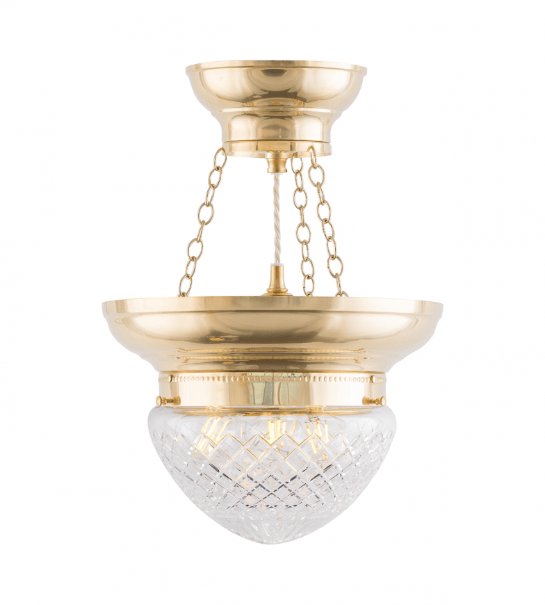 Fröding Pendant 200 Laiton De Karlskrona lampfabrik - La lampe est &eacute;quip&eacute;e de trois sources lumineuses, qui fournissent un motif lumineux plus uniforme et plus agr&eacute;able, ce qui est particuli&egrave;rement important lors de l'utilisation de verre en cristal taill&eacute;.