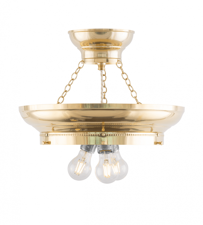 Fröding Pendant 300 Laiton De Karlskrona lampfabrik - La lampe est équipée de trois sources lumineuses, qui fournissent un motif lumineux plus uniforme et plus agréable, ce qui est particulièrement important lors de l'utilisation de verre en cristal taillé.