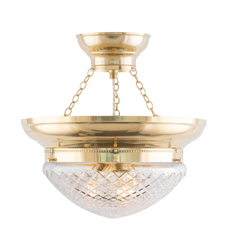 Fröding Pendant 300 Laiton De Karlskrona lampfabrik - La lampe est équipée de trois sources lumineuses, qui fournissent un motif lumineux plus uniforme et plus agréable, ce qui est particulièrement important lors de l'utilisation de verre en cristal taillé.