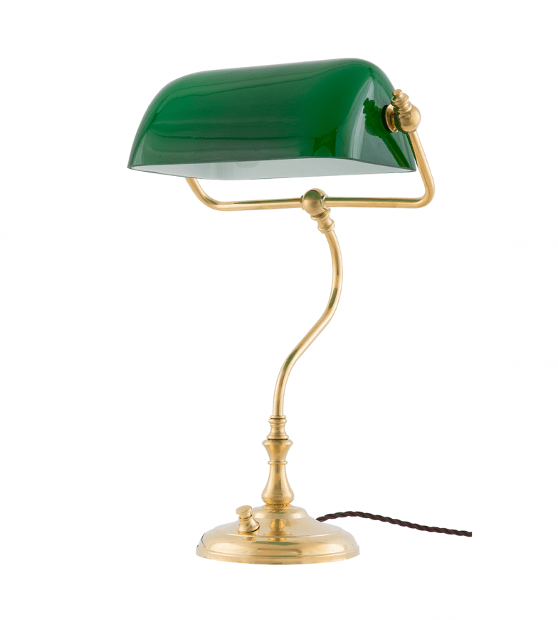 Bankir Laiton De Karlskrona lampfabrik - The Banker est un classique américain que l'on voit souvent dans les bibliothèques et les cabinets d'avocats et qui est également devenu populaire en Suède.