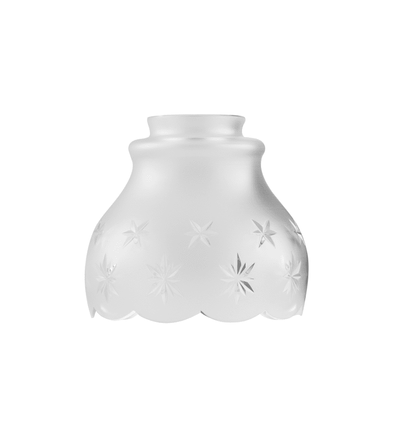 Frosted Bell-Shaped Glass Shade 60/130 Givré De Karlskrona lampfabrik - Un dôme en cristal taillé classique en verre transparent dépoli, qui, associé à une source lumineuse à filament de carbone, émet une lueur très élégante et agréable.