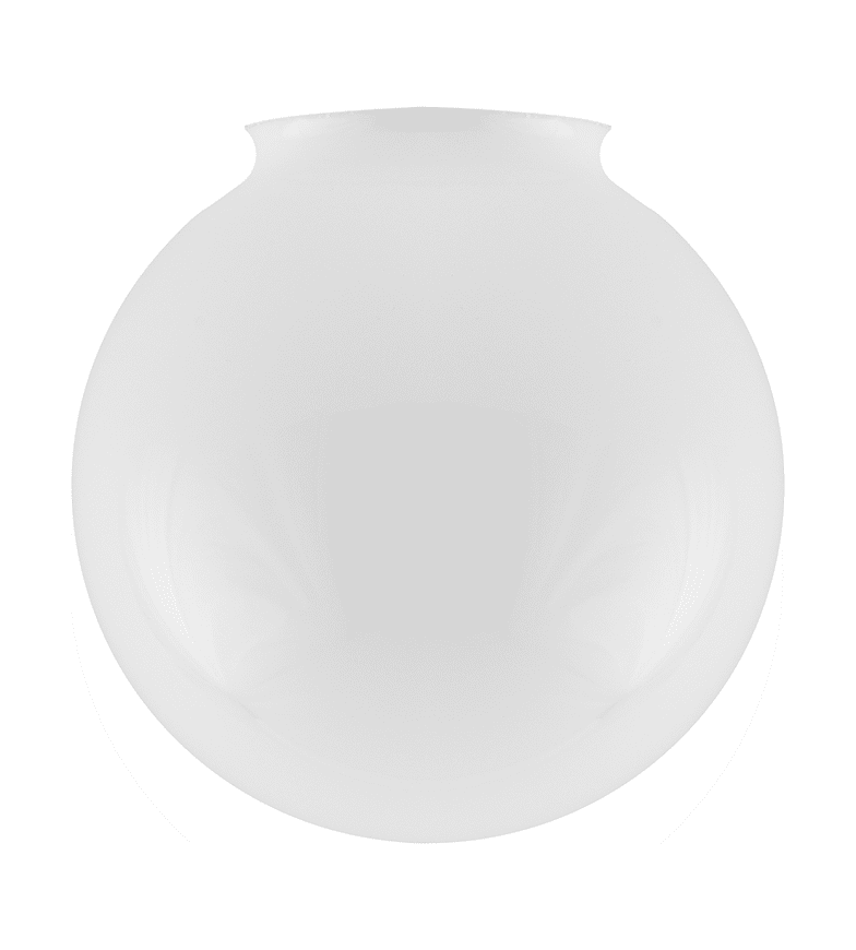 Globe Glass Shade 80/150 Blanc De Karlskrona lampfabrik - Les dômes blancs fermés ne sont devenus courants que dans les années 1920 – avant cela, il s'agissait de verre clair dépoli ou dépoli, qui n'était pas destiné à atténuer la lumière de la lampe à incandescence dans la même mesure.