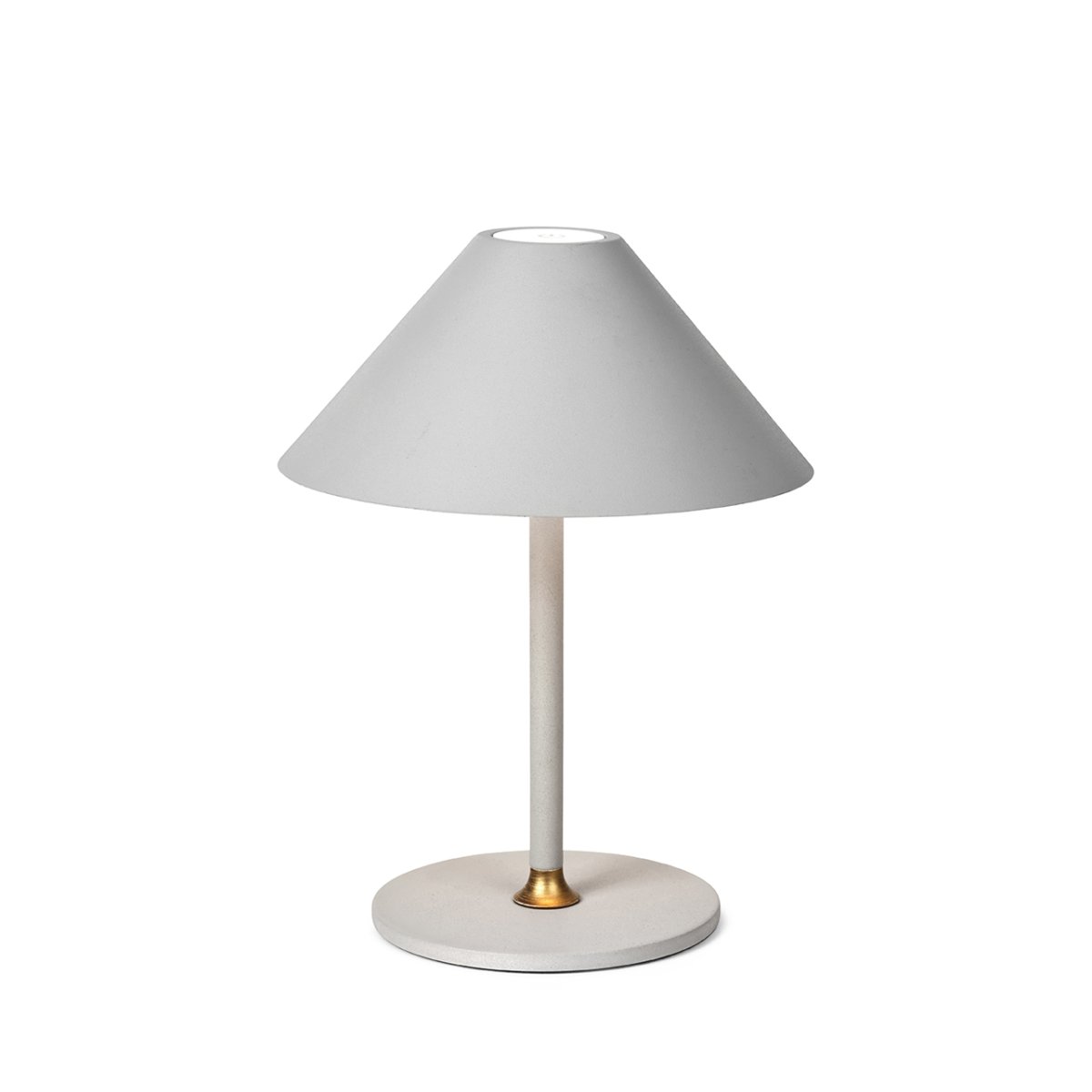 Hygge 20cm Gris chaud portable De Halo Design - Il est classé IP54, ce qui le rend adapté à une utilisation en intérieur et en extérieur (bien qu'il doive être stocké et chargé à l'intérieur).