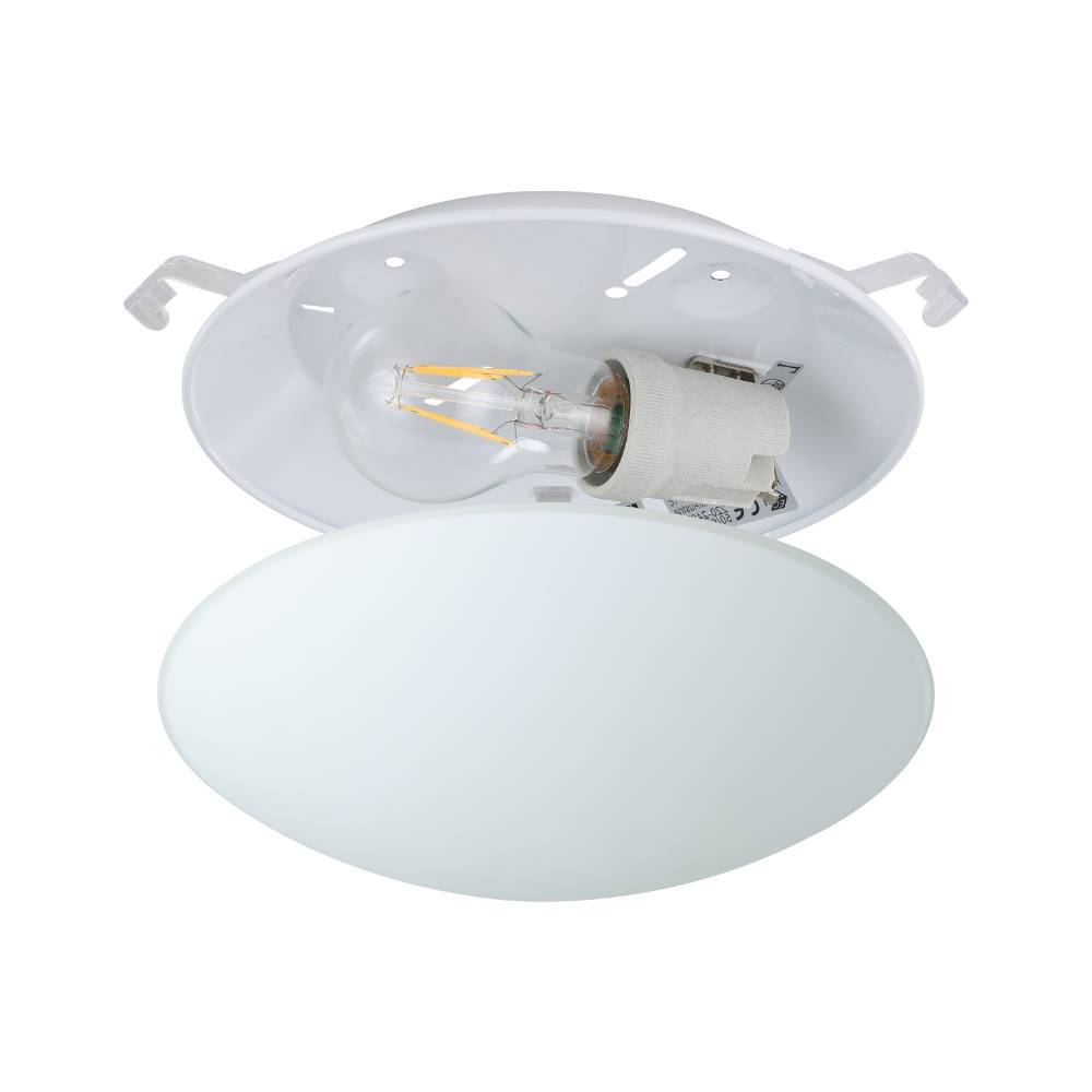 Mars Ø25 Blanc plafonnier De Eglo - Avec sa surface en verre lisse et dépoli, il émet une lumière douce et uniforme, ce qui le rend idéal pour les pièces où une atmosphère calme et détendue est souhaitée.