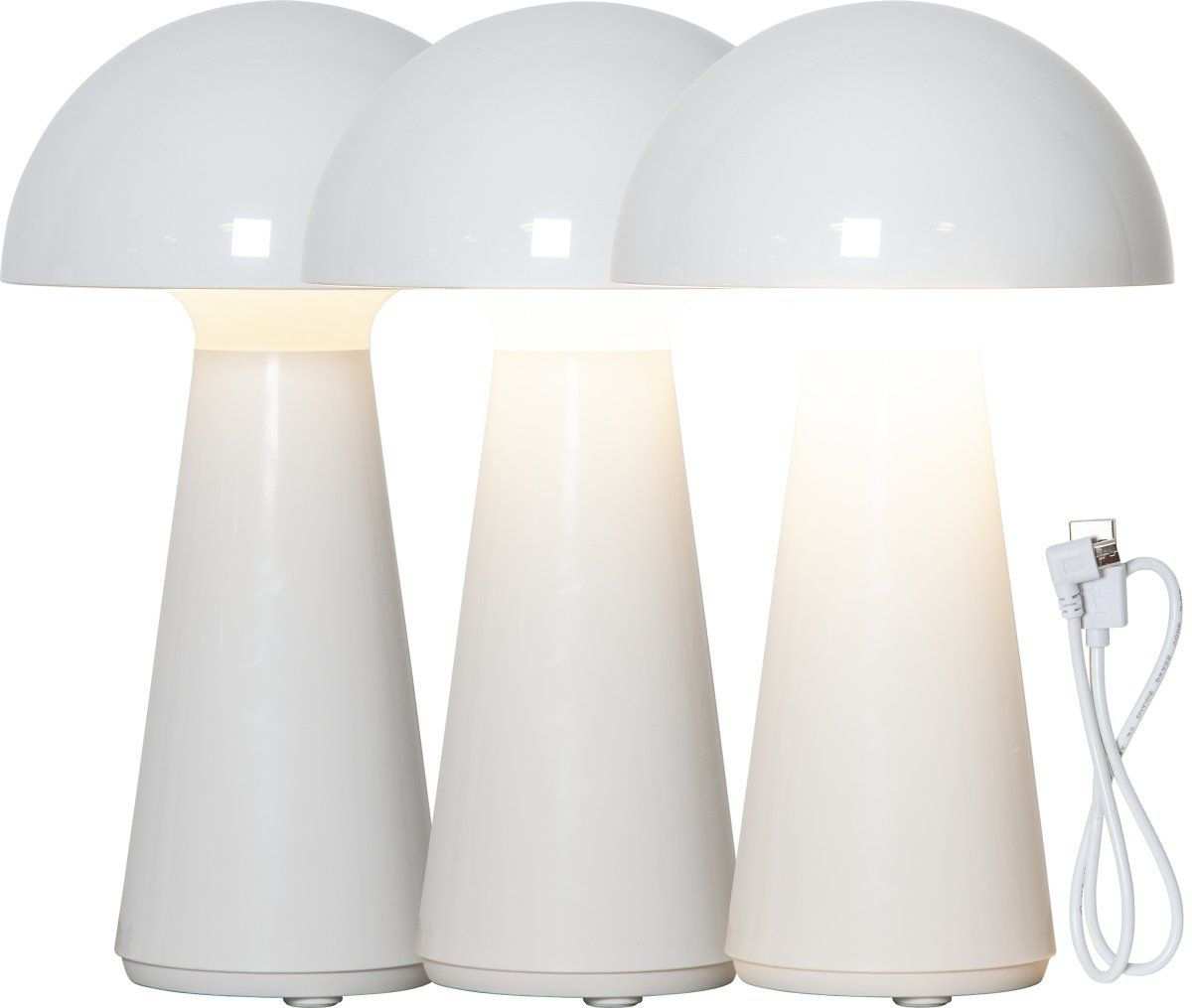 Mushroom 28cm Blanc portable De Star Trading - Durée de combustion environ 5 heures à 100%, la charge complète de la lampe (à l'intérieur) prend 5 à 6 heures.