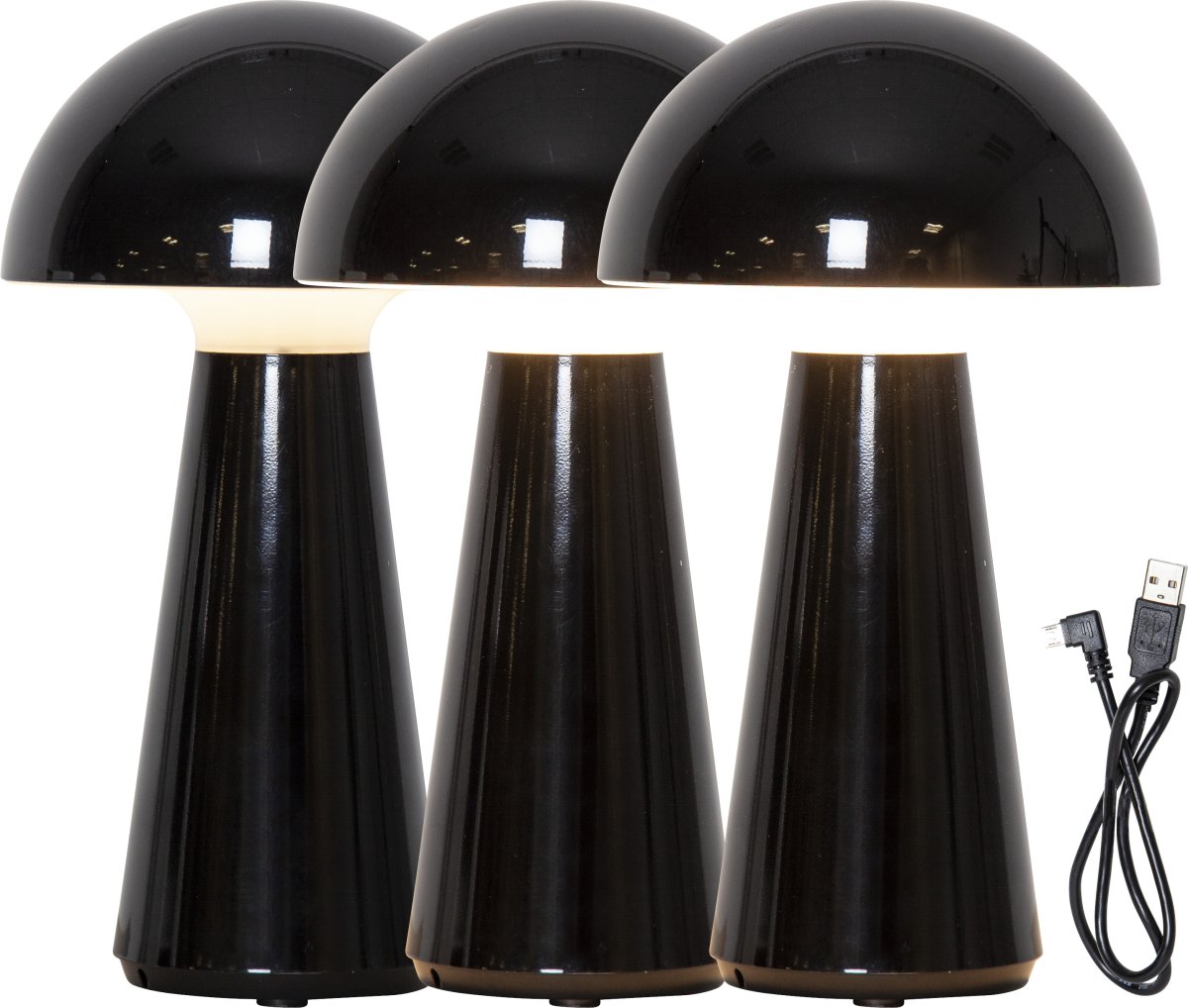 Mushroom 28cm Noir portable De Star Trading - Durée de combustion environ 5 heures à 100%, la charge complète de la lampe (à l'intérieur) prend 5 à 6 heures.