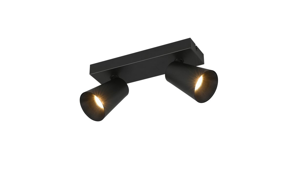 Sharp 2 Noir spot De Trio Lighting - Gr&acirc;ce &agrave; leurs spots orientables, ce plafonnier et applique &agrave; deux lumi&egrave;res est id&eacute;al comme source de lumi&egrave;re d'appoint dans la cuisine ou les petites pi&egrave;ces, cr&eacute;ant une atmosph&egrave;re chaleureuse.