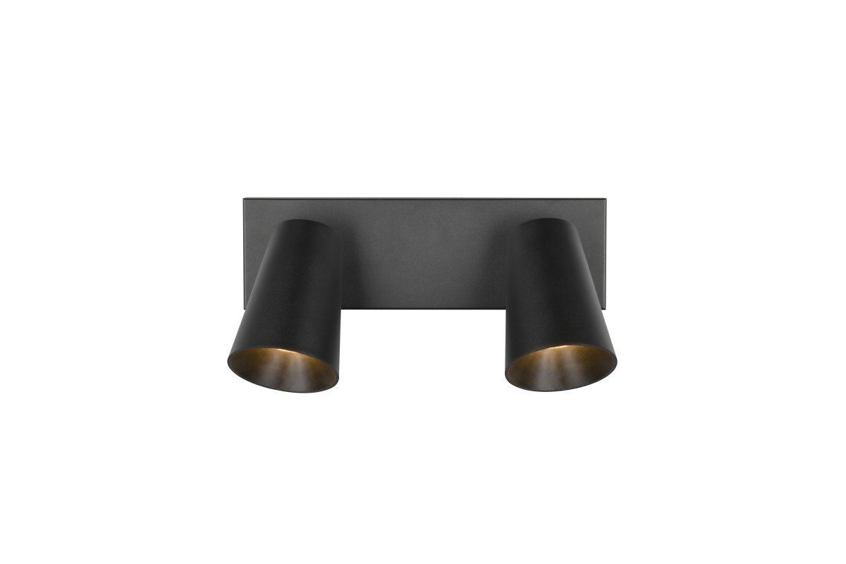 Sharp 2 Noir spot De Trio Lighting - Gr&acirc;ce &agrave; leurs spots orientables, ce plafonnier et applique &agrave; deux lumi&egrave;res est id&eacute;al comme source de lumi&egrave;re d'appoint dans la cuisine ou les petites pi&egrave;ces, cr&eacute;ant une atmosph&egrave;re chaleureuse.