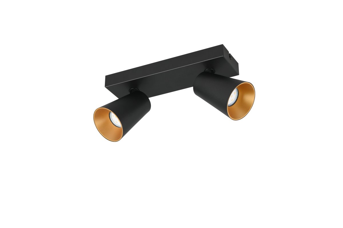 Sharp 2 Noir spot De Trio Lighting - Gr&acirc;ce &agrave; leurs spots orientables, ce plafonnier et applique &agrave; deux lumi&egrave;res est id&eacute;al comme source de lumi&egrave;re d'appoint dans la cuisine ou les petites pi&egrave;ces, cr&eacute;ant une atmosph&egrave;re chaleureuse.