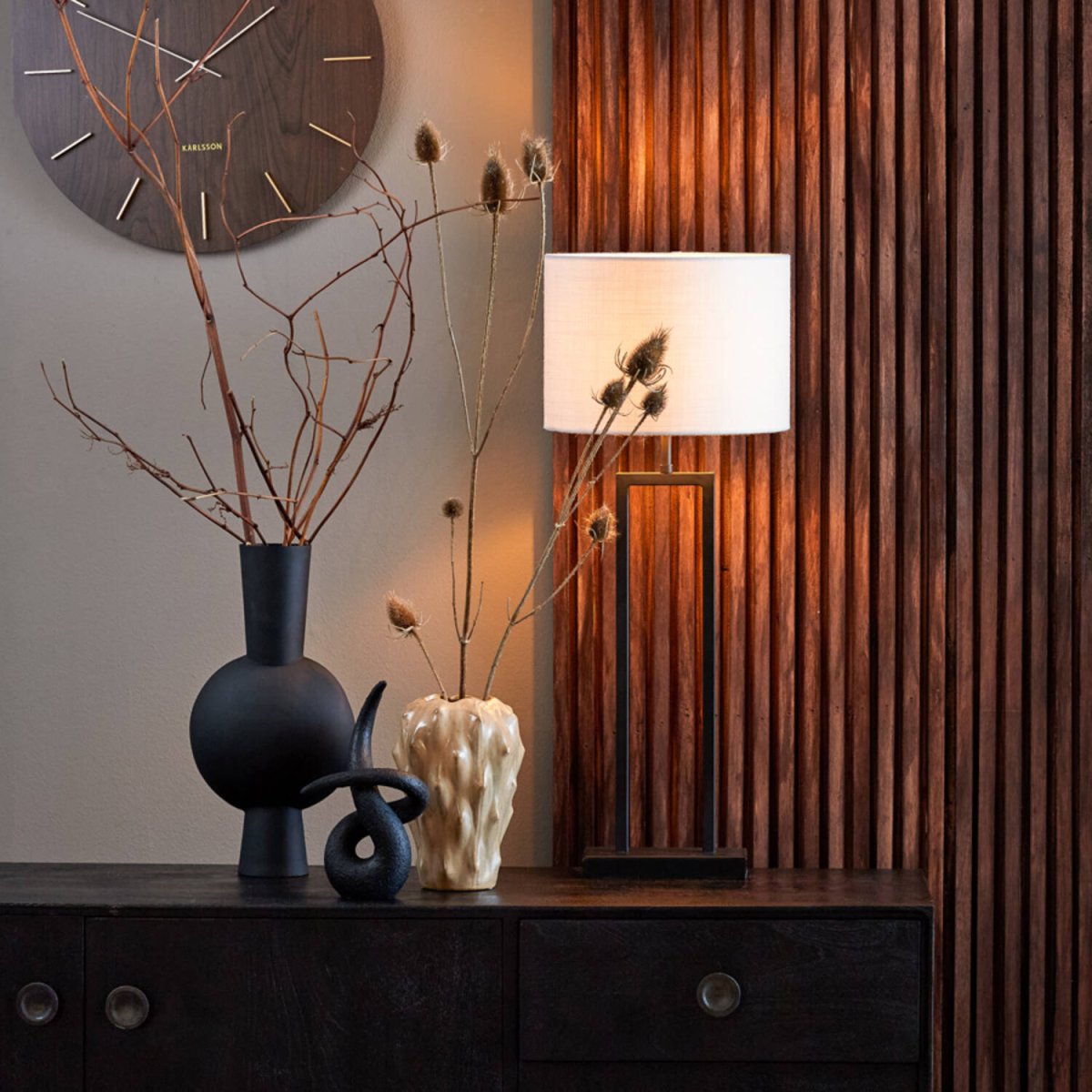 Shiva 55cm Noir pied de lampe De Light & Living - 