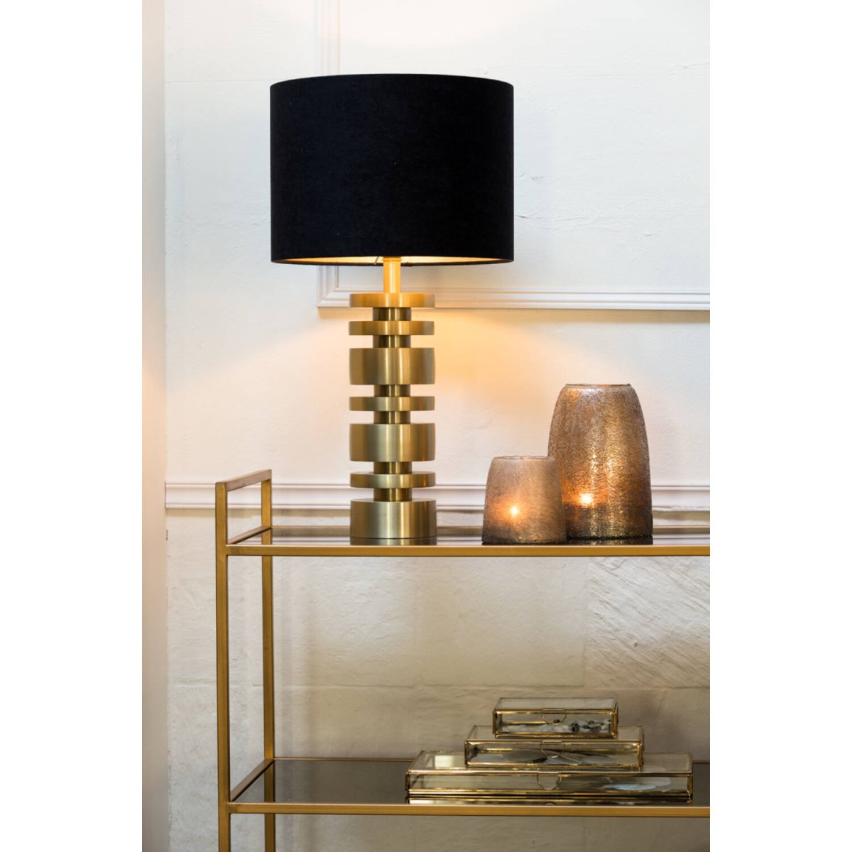 Desley 40cm Or pied de lampe De Light & Living - Câble noir, interrupteur et prise inclus.
