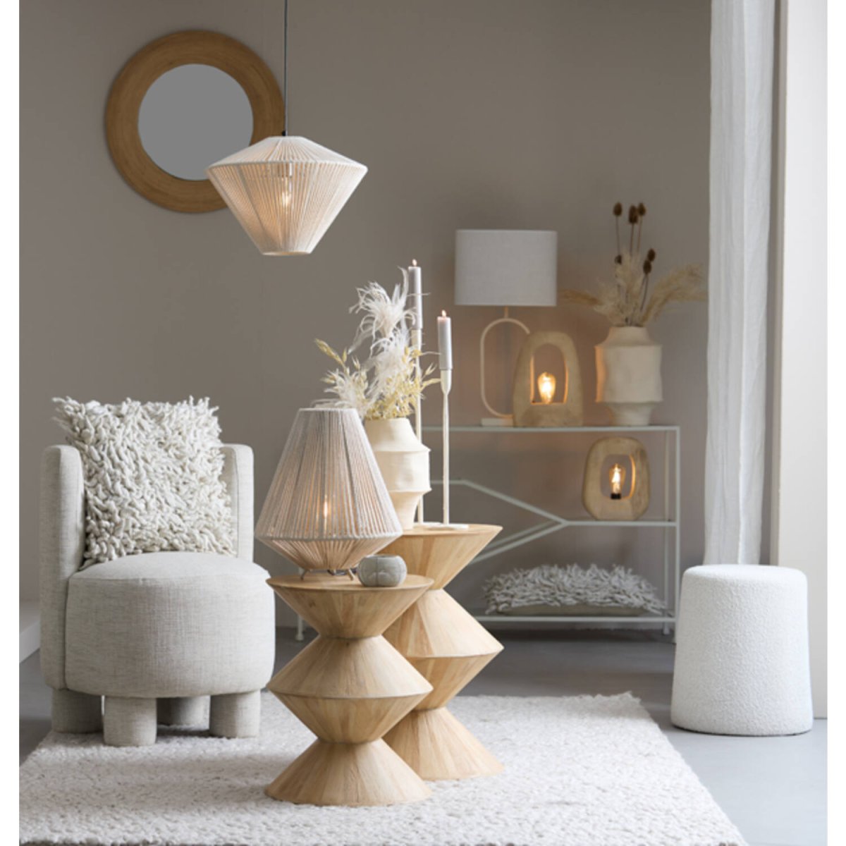 Jamiri 45cm Blanc crémeux pied de lampe De Light & Living - 