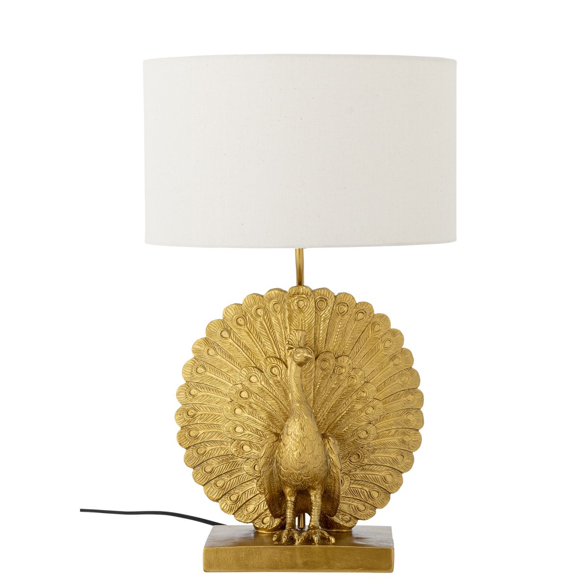 Peacock 58cm Or lampe de table De Bloomingville - La lampe de table Peacock est un luminaire d&eacute;coratif et expressif dot&eacute; d'une base sculpturale en polyr&eacute;sine, en forme de paon, avec une &eacute;l&eacute;gante finition dor&eacute;e.