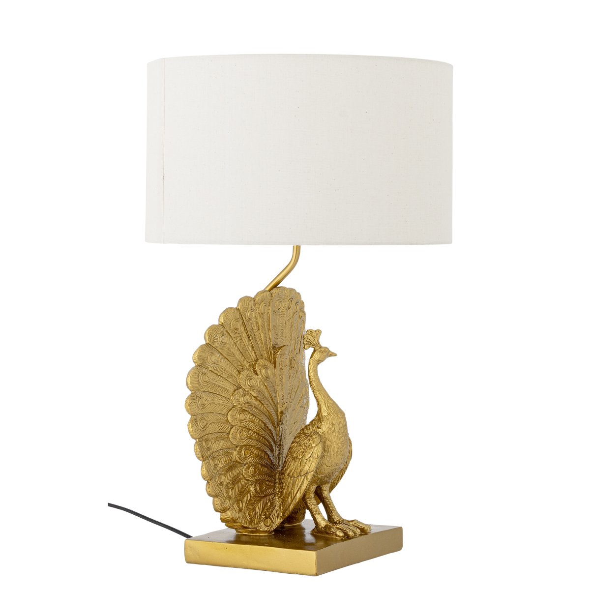 Peacock 58cm Or lampe de table De Bloomingville - La lampe de table Peacock est un luminaire d&eacute;coratif et expressif dot&eacute; d'une base sculpturale en polyr&eacute;sine, en forme de paon, avec une &eacute;l&eacute;gante finition dor&eacute;e.
