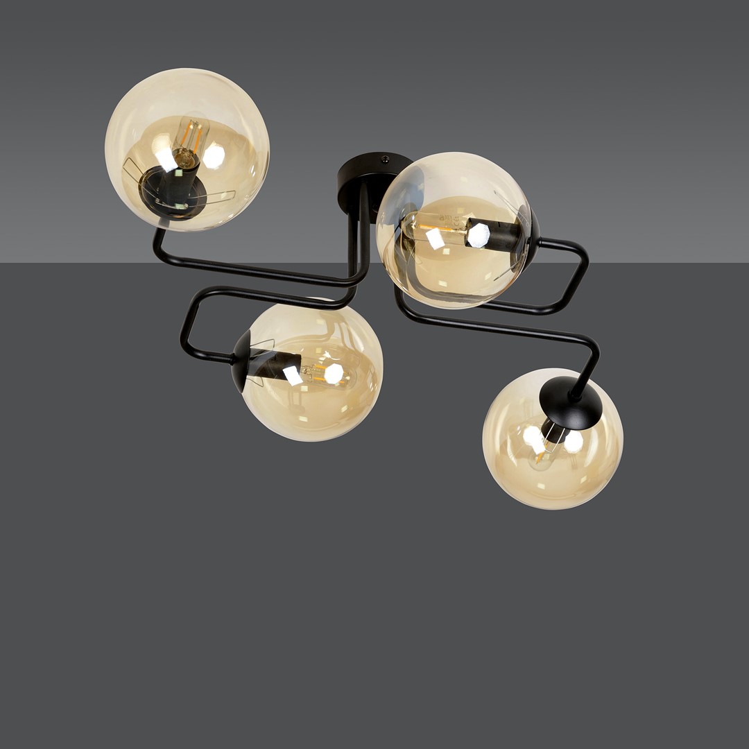 Brendi 55cm Ambre plafonnier De Emibig Lighting - Brendi est une s&eacute;rie de plafonniers qui s'int&egrave;gre parfaitement dans les int&eacute;rieurs modernes et plus traditionnels.