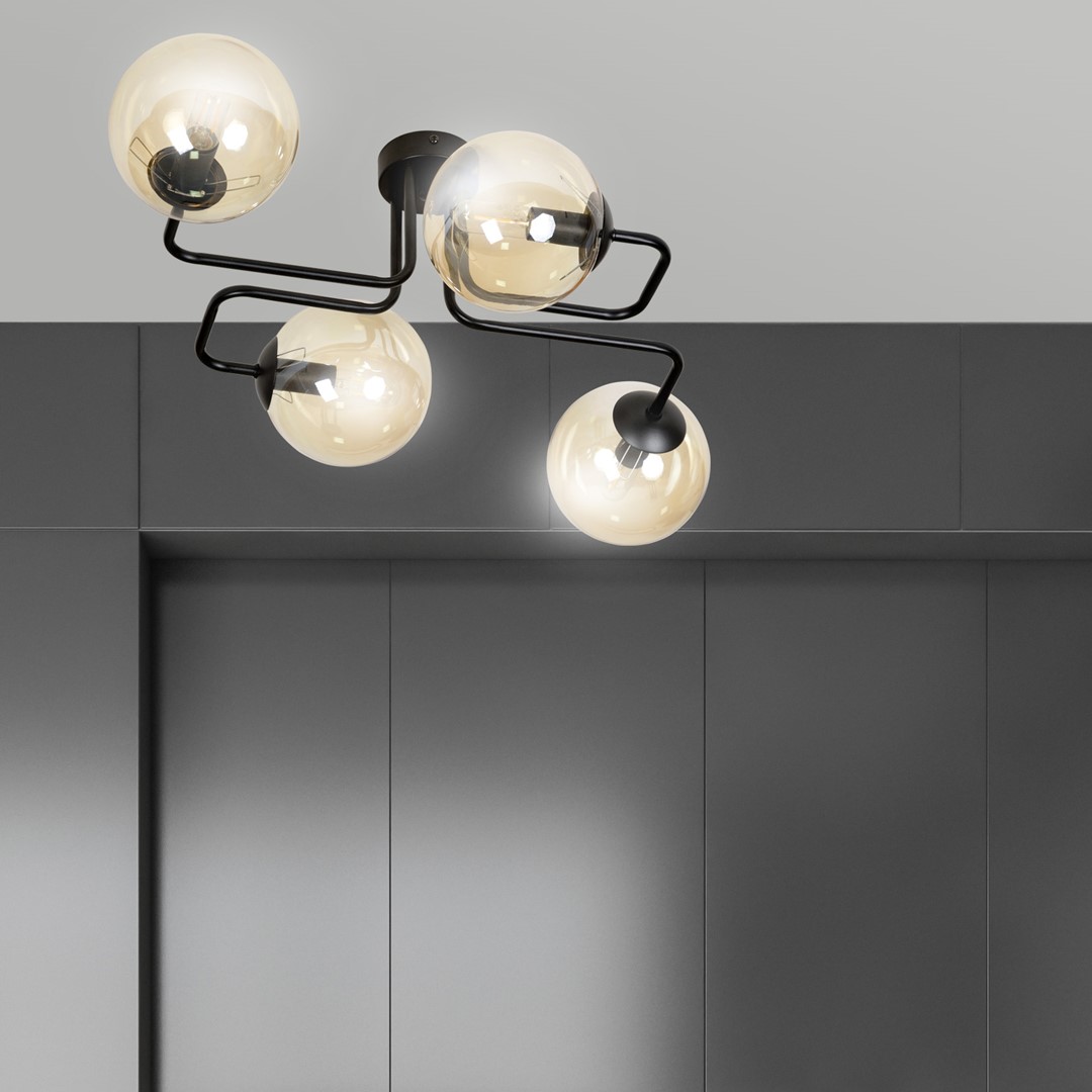 Brendi 55cm Ambre plafonnier De Emibig Lighting - Brendi est une s&eacute;rie de plafonniers qui s'int&egrave;gre parfaitement dans les int&eacute;rieurs modernes et plus traditionnels.