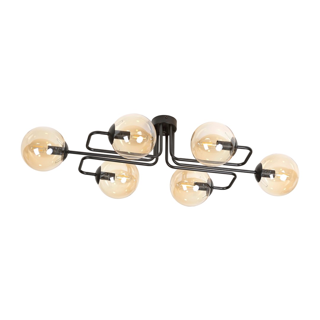 Brendi 93cm Ambre plafonnier De Emibig Lighting - Brendi est une s&eacute;rie de plafonniers qui s'int&egrave;gre parfaitement dans les int&eacute;rieurs modernes et plus traditionnels.