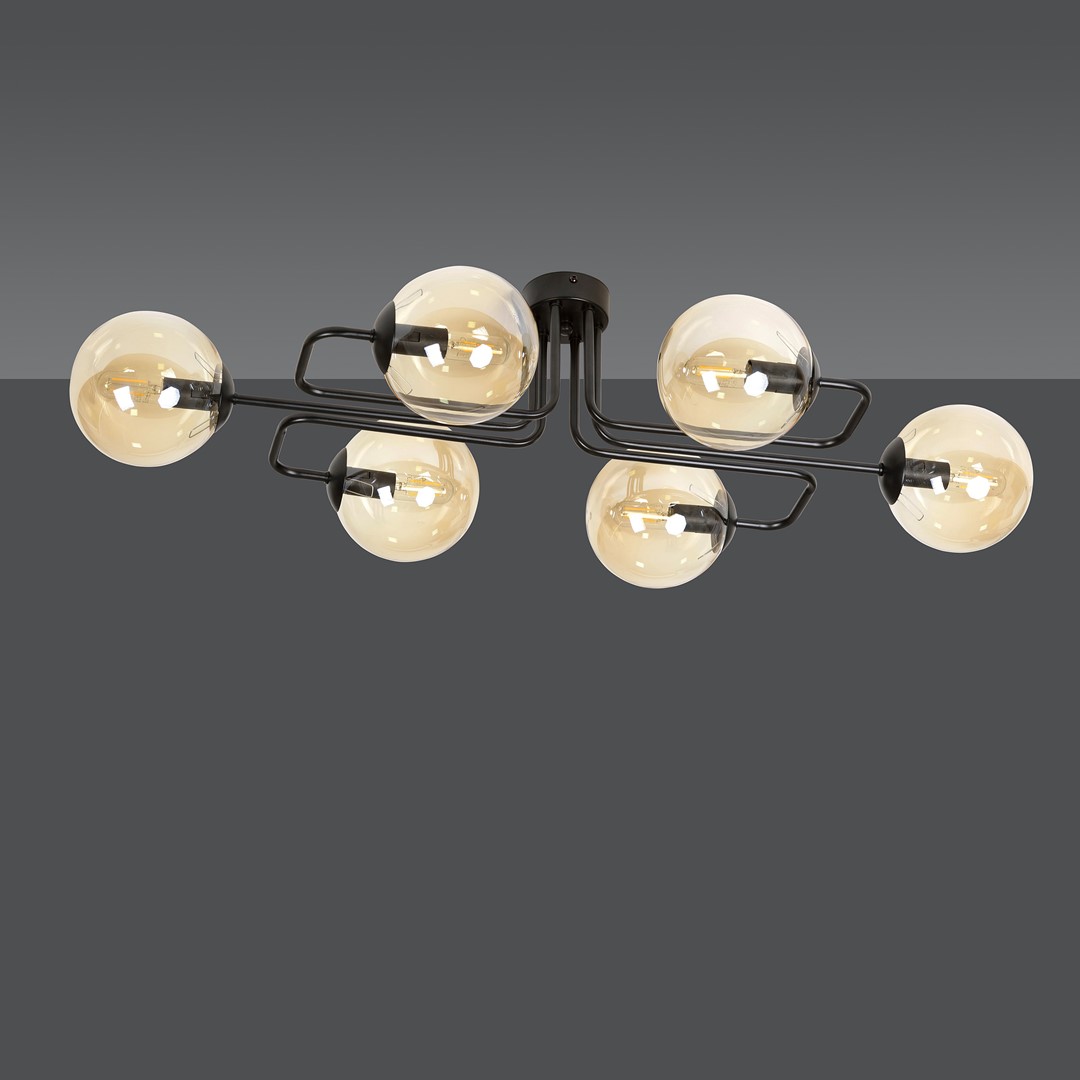 Brendi 93cm Ambre plafonnier De Emibig Lighting - Brendi est une s&eacute;rie de plafonniers qui s'int&egrave;gre parfaitement dans les int&eacute;rieurs modernes et plus traditionnels.