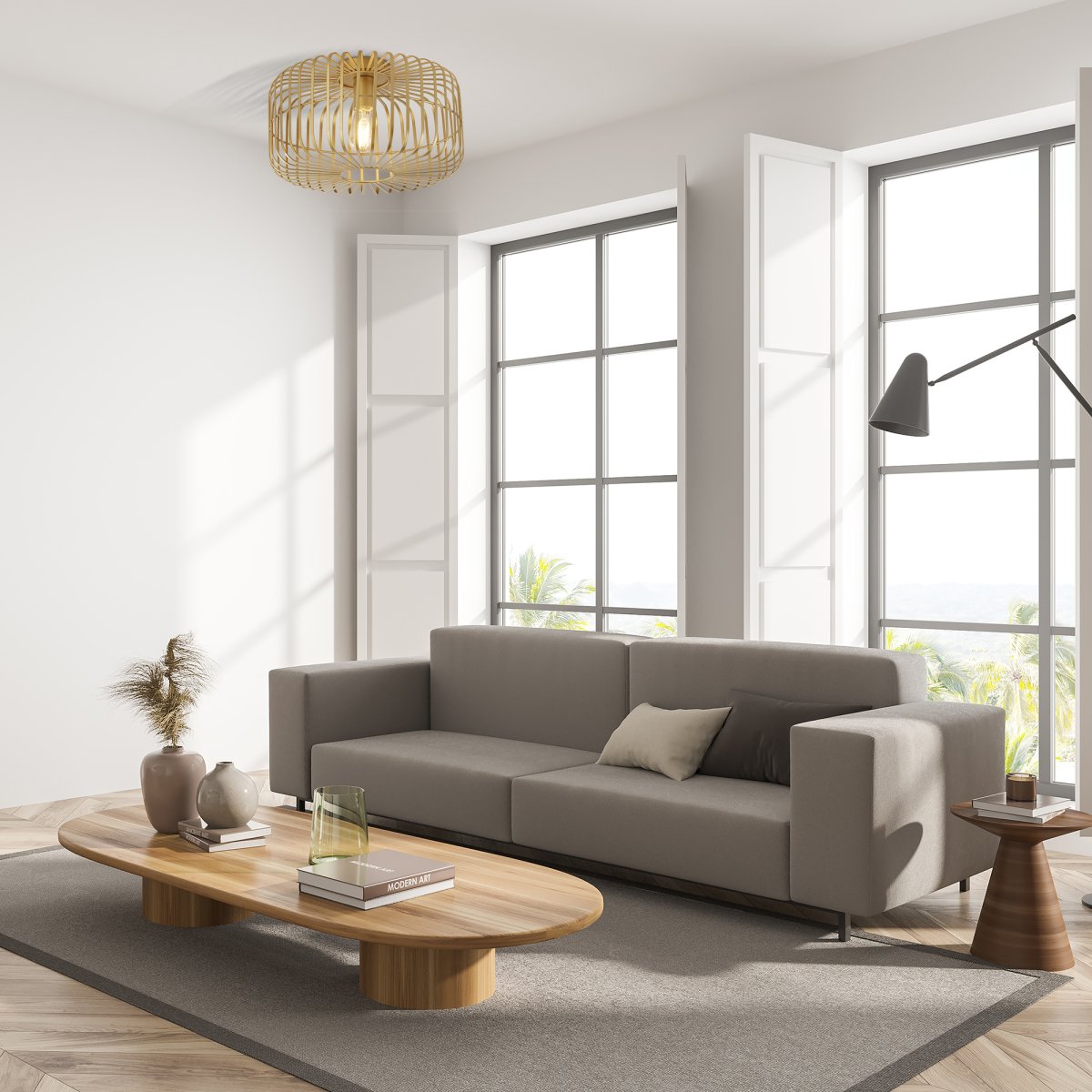 Crib Ø40 Or plafonnier De Searchlight - Avec son design élégant en forme de cage en or mat, il crée une expression visuelle unique dans n'importe quelle pièce.