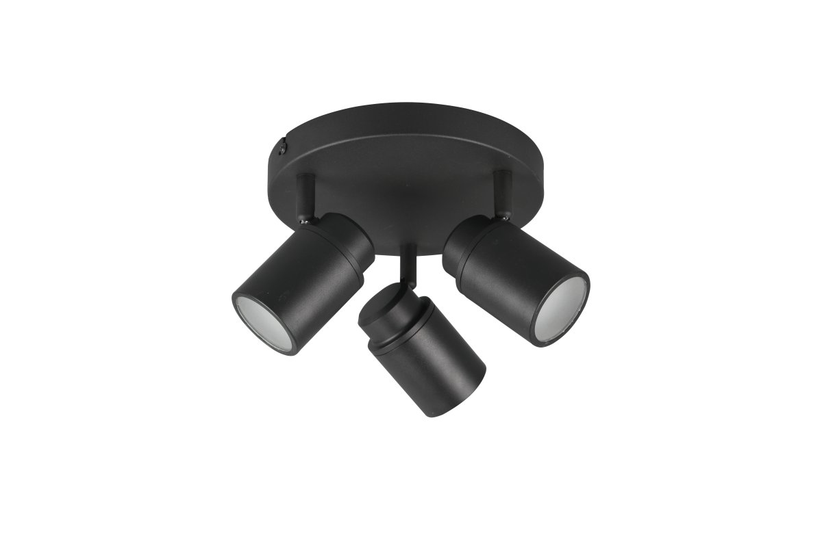 Angelo Ø20 Noir lampe de salle de bain De Trio Lighting - Ce spot classique avec abat-jour réglable en continu et protection IP44 est polyvalent et convient aussi bien à la buanderie qu'à la salle de bain.
