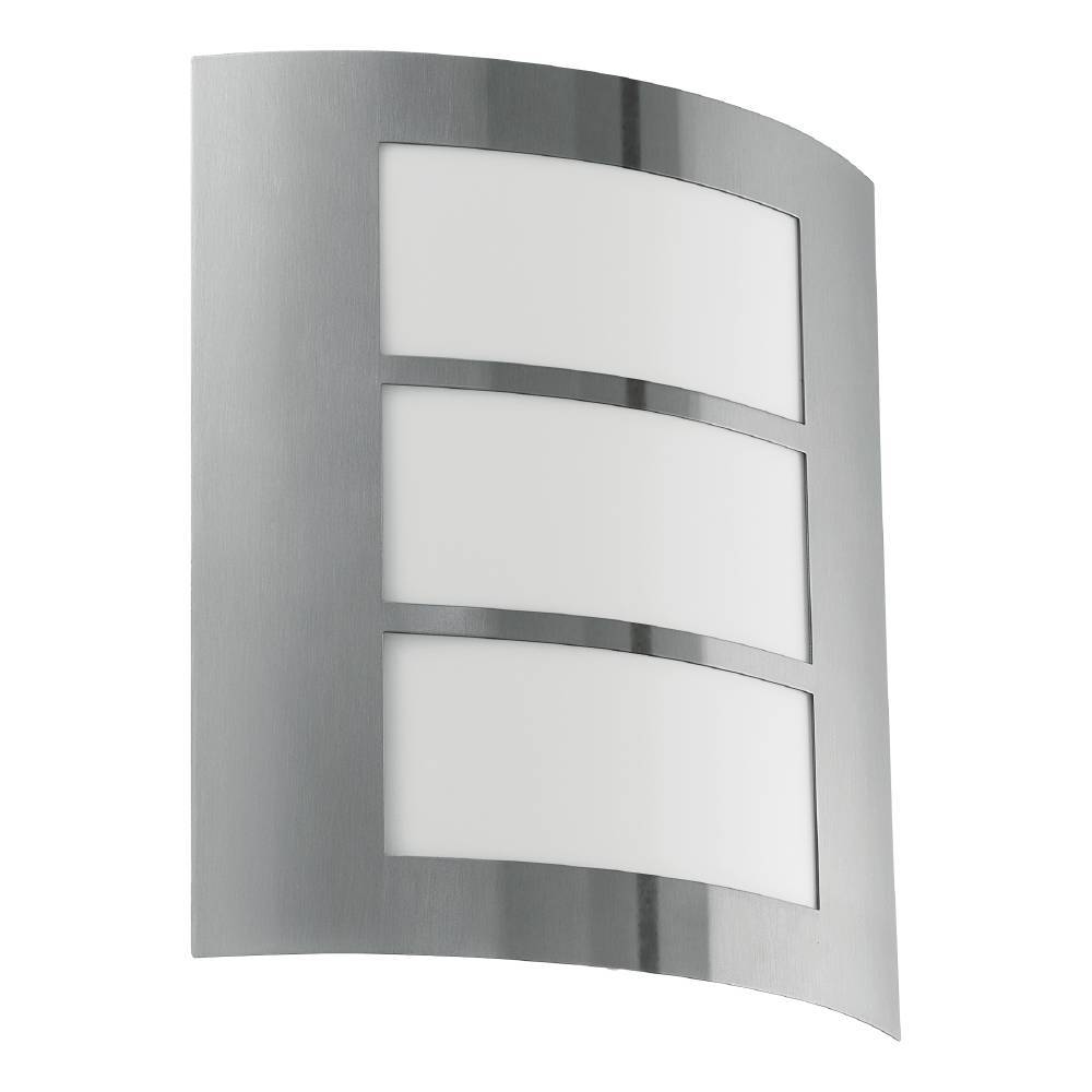 City Acier inoxydable lampe d’extérieur De Eglo - Avec son design incurvé et son verre dépoli, la lampe diffuse une lumière douce et uniforme, parfaite pour l'entrée, le couloir ou la terrasse.