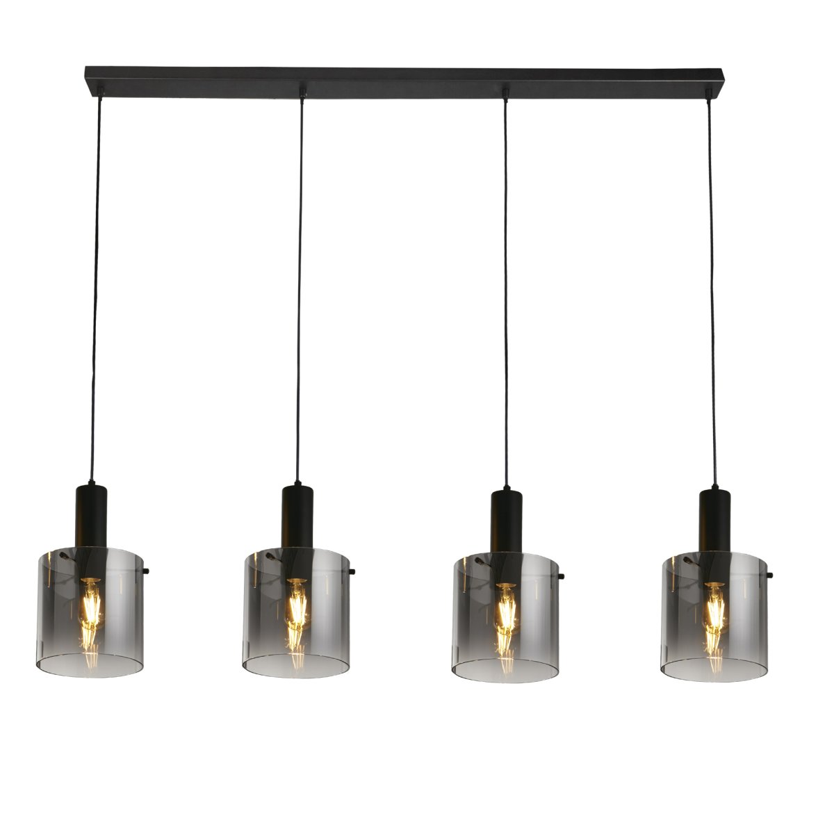 Sweden 142cm Noir suspension De Searchlight - Sa forme allongée le rend idéal au-dessus d'une table de cuisine ou de salle à manger, et sa hauteur réglable lui permet de s'adapter à différentes hauteurs de plafond.