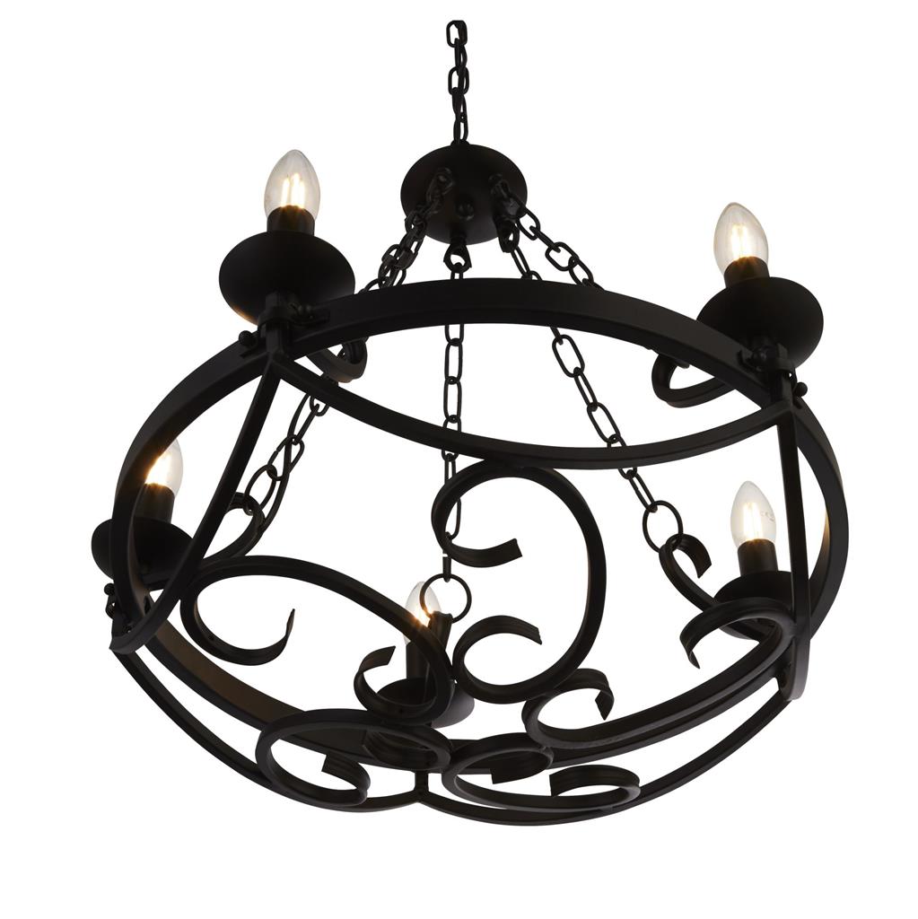 Cartwheel Ø54 Noir suspension De Searchlight - Grâce à sa hauteur réglable, il s'intègre parfaitement au-dessus d'une table à manger ou dans le salon, où il diffuse une lumière chaleureuse et accueillante.