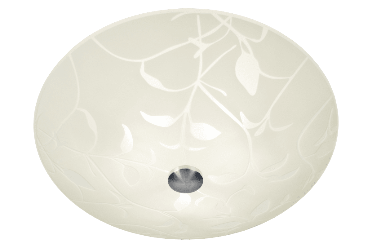 Bladverk Ø42 Blanc plafonnier De Aneta Lighting - L'abat-jour est légèrement en forme de coquillage et, avec son beau motif et ses détails métalliques, s'intègre dans n'importe quel intérieur.