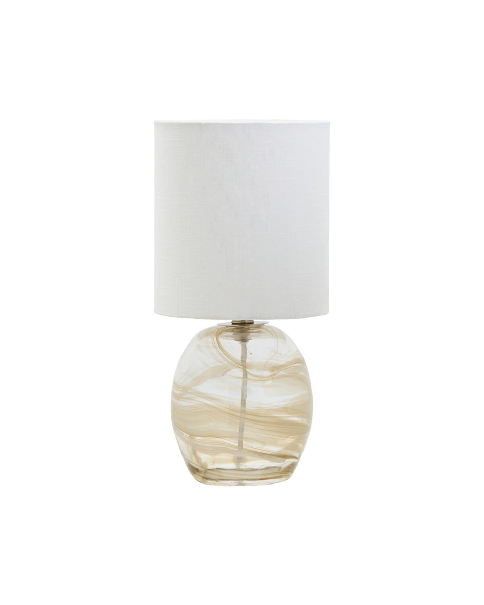 Hite 44cm Blanc cassé lampe de table De House Doctor - La lampe de table Hite est une lampe d&eacute;corative qui allie le verre travaill&eacute; &agrave; la main &agrave; un tissu doux.