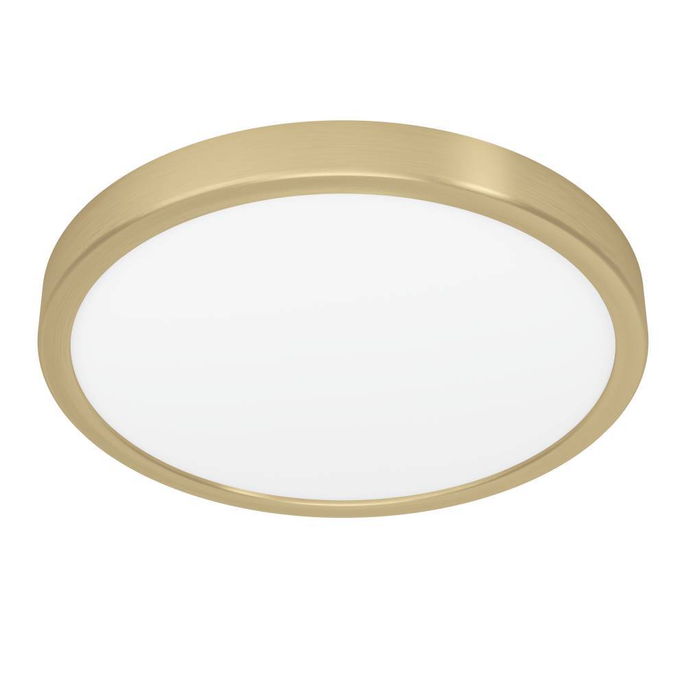 Fueva Ø28 Laiton brossé plafonnier De Eglo - La forme ronde et le diffuseur blanc diffusent une lumi&egrave;re uniforme et agr&eacute;able, parfaite pour &eacute;clairer les petites et grandes pi&egrave;ces.