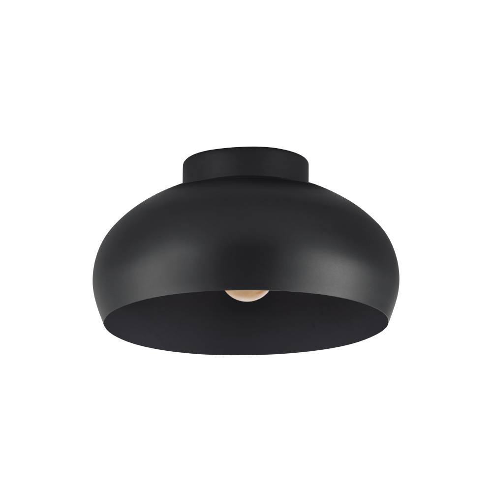 Mogano Ø28 Noir plafonnier De Eglo - Avec sa forme légèrement arrondie et sa finition noire mate, il crée une atmosphère chaleureuse et cosy, parfaite pour le salon, la chambre ou le couloir.