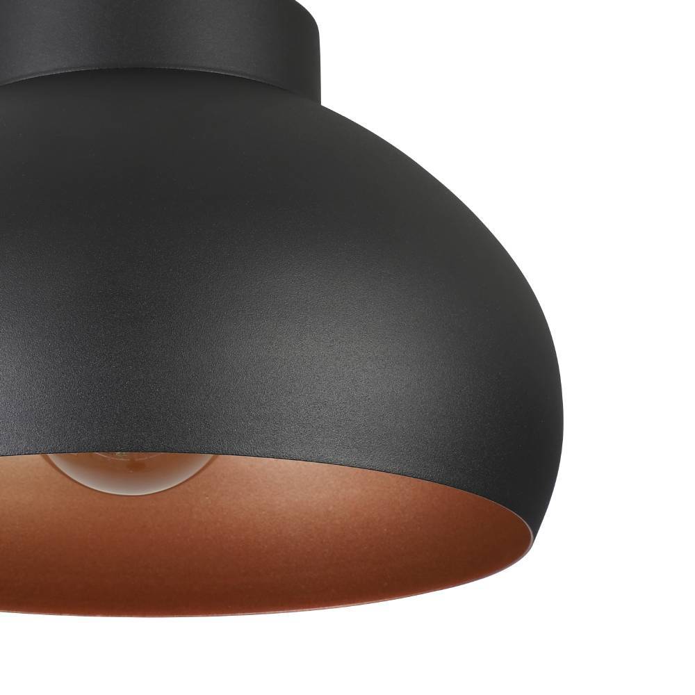 Mogano Ø28 Noir plafonnier De Eglo - Avec sa forme doucement arrondie en finition noire et cuivre, il crée une atmosphère chaleureuse et cosy, parfaite pour le salon, la chambre ou le couloir.