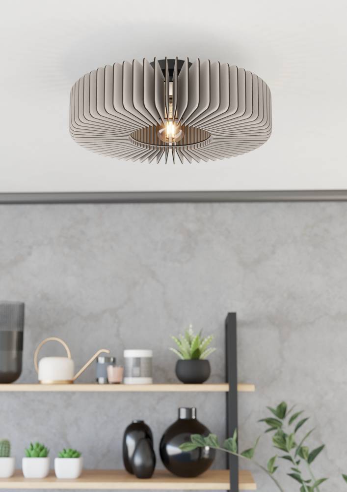 Palombaia Ø50 Gris plafonnier De Eglo - Conçue en mettant l'accent sur la durabilité et l'esthétique moderne, cette lampe est à la fois un point fort du design et un choix respectueux de l'environnement.