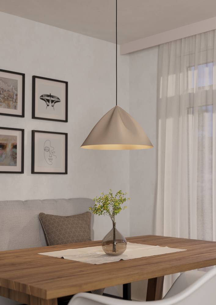 Podere Ø43 Sable suspension De Eglo - de manière confortable et est donc idéal pour créer une atmosphère chaleureuse et accueillante au-dessus de la table à manger ou dans le salon.