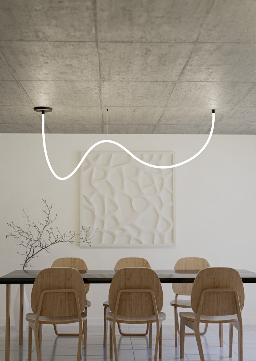 Glow 300cm Noir suspension De Eglo - Un support de plafond, un kit de suspension, un kit de fixation murale ou au plafond et les accessoires sont fournis.