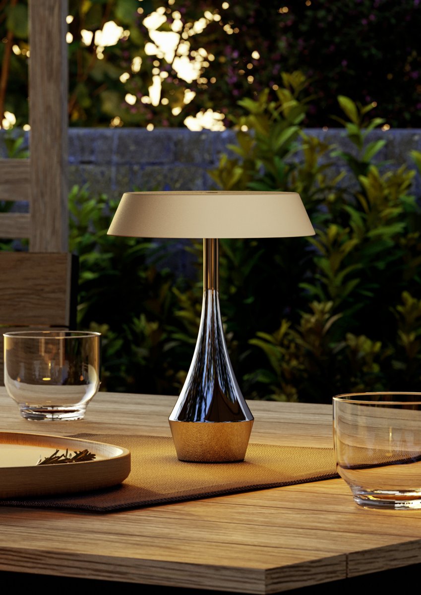 Turcio 20cm Chrome portable De Eglo - Pour une autonomie optimale, il est recommandé de charger et de ranger la lampe à l'intérieur.