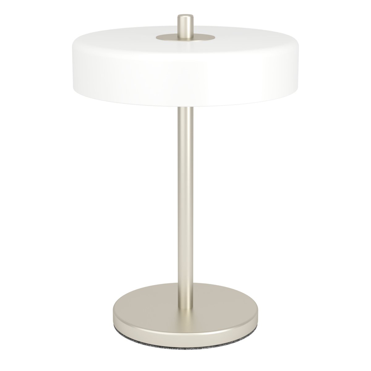Salve 33cm Nickel lampe de table De Eglo - L'alliance du verre opale blanc et de l'élégante finition nickelée fait de Salve une lampe de table décorative qui trouvera parfaitement sa place sur une table d'appoint, un bureau ou près d'une fenêtre.